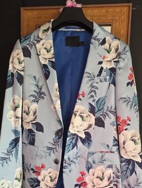 Floral Light Blue Men's Blazer